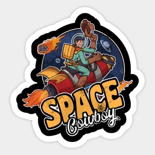 Space Cowboy Astronaut On Rocket Sticker